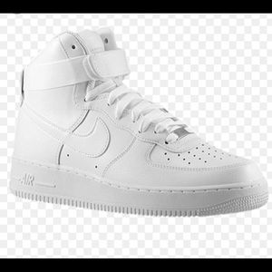 White nike Air Force one high.
